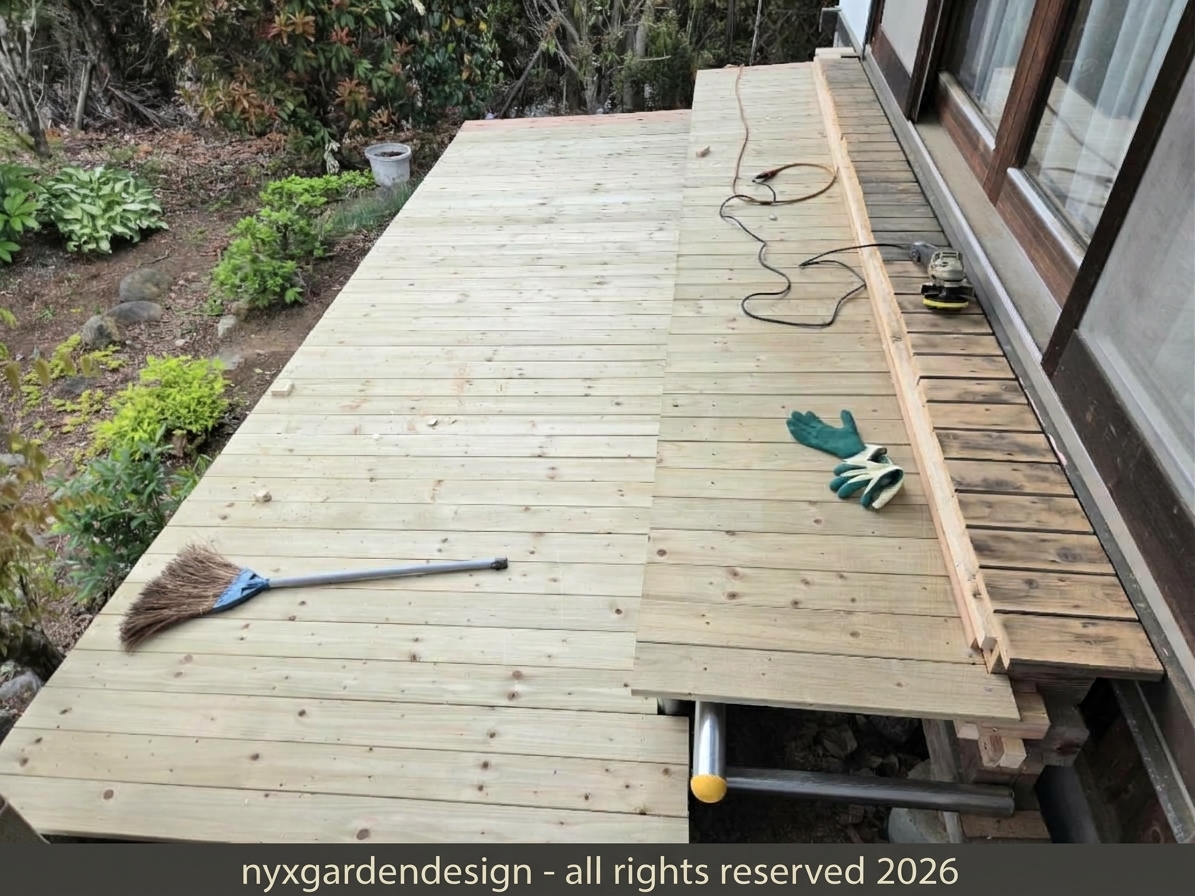 Timber balcony construction beside a Japanese garden — NYX Garden Design